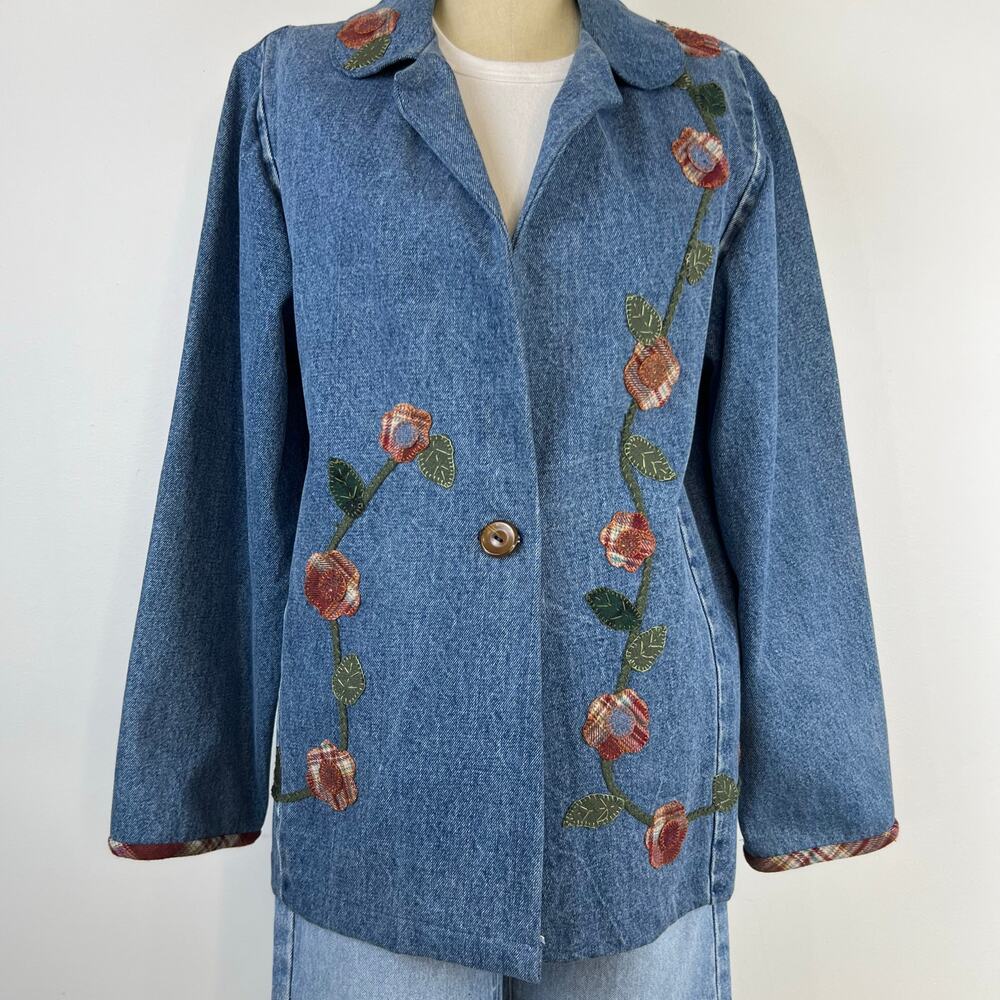 Vintage Stitched Patchwork Floral Button Front Co… - image 13